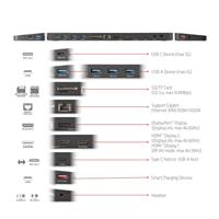 Club 3D USB Gen1 Type-C Triple Display DP Alt mode + Displaylink Dynamic PD Charging Dock + 120 Watt PS dockingstation - thumbnail