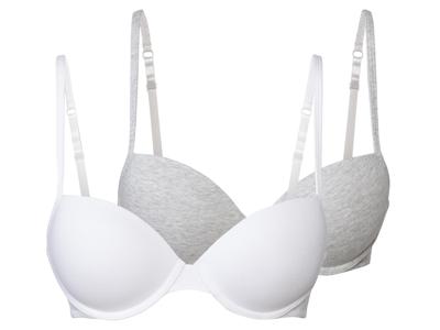 esmara 2 dames beugel BH's (Grijs/wit, 80B)