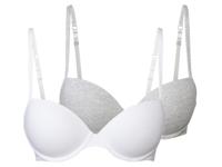 esmara 2 dames beugel BH's (Grijs/wit, 80B) - thumbnail