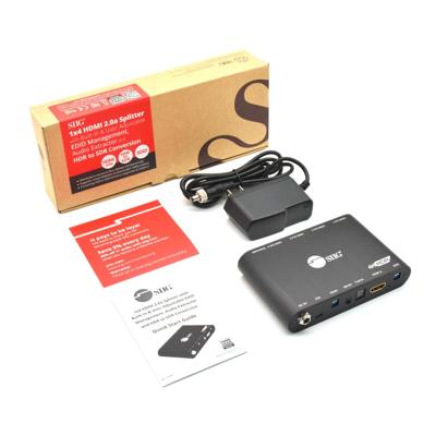 SIIG 1x4 HDMI Splitter met EDID, Audio Extractor naar Toslink en HDR naar SDR-conversie, Video Downscaling voor Oude Display, 4K60 HDR, HDCP Bypass, Digitaal/PCM 7.1 Audio CE-H26911-S1