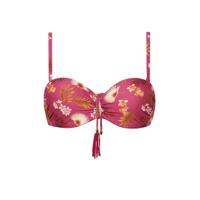 Cyell gebloemde strapless bandeau bikinitop roze/geel/bruin - thumbnail