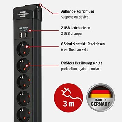 Brennenstuhl Premium-Line | ÜSS | 6 voudig | USB 3.1A | *DE* | zwart | 60kA/filter | 3m | H05VV--F3G1.5 1951160606 Brennenstuhl Premium-Line | ÜSS | 6 voudig | USB 3.1A | *DE* | zwart | 60kA/filter | 3m | H05VV--F3G1.5 1951160606