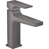 Wastafelmengkraan Metropol HansGrohe Eengreeps 110 met Rechte Greep en Push-Open Afvoer Geborsteld Zwart Chroom - thumbnail