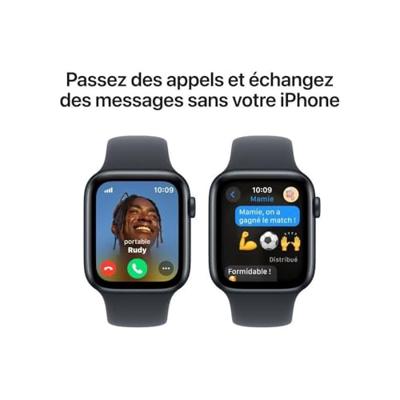 Apple Watch SE (2e gen.) GPS + Cellular 44 mm Smartwatch - Kast van middernacht aluminium - Middernacht sportbandje (M/L). Conditie en slaap bijhouden, ongelukdetectie, hartritme monitoren