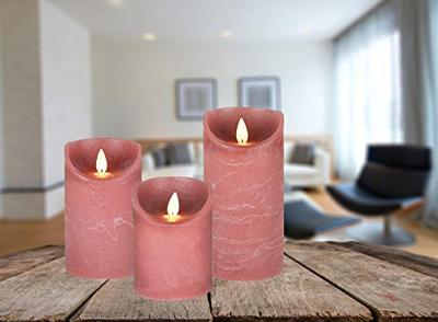 LED Kaars Wax Antiek Roze 12,5cm - thumbnail