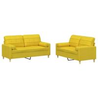 2-delige Loungeset met kussens stof lichtgeel - thumbnail