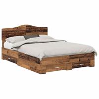 Bedframe met hoofdeinde Oudhout 140 x 190 cm Bewerkt hout - thumbnail