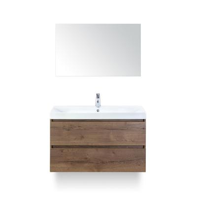 Maxx XL Badmeubelset 100 cm - Tabacco - Wastafel Just 1 kraangat - met Spiegel