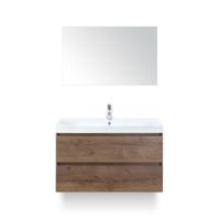 Maxx XL Badmeubelset 100 cm - Tabacco - Wastafel Just 1 kraangat - met Spiegel - thumbnail