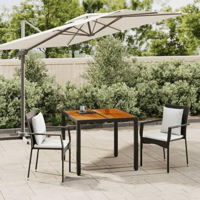 3-delige Tuinset met kussens poly rattan zwart