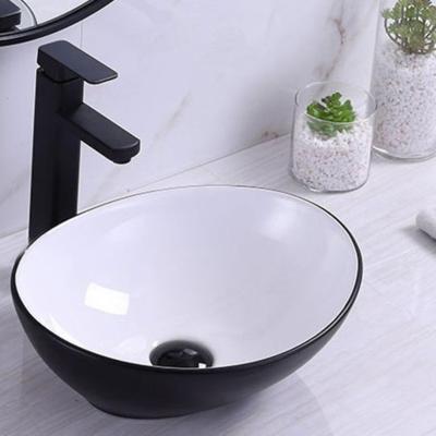 Opbouw Waskom Boss & Wessing Queen 40x33x15 cm Wit met Zwarte Buitenkant Aqua Splash