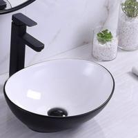 Opbouw Waskom Boss & Wessing Queen 40x33x15 cm Wit met Zwarte Buitenkant Aqua Splash - thumbnail