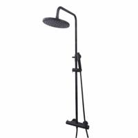 Caral thermostatische regendoucheset opbouw mat zwart - thumbnail