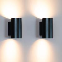 2x Giove nero by LUSENZ - Up and down licht met karakter - Cilindervormige wandlamp met een mat zwarte coating - thumbnail