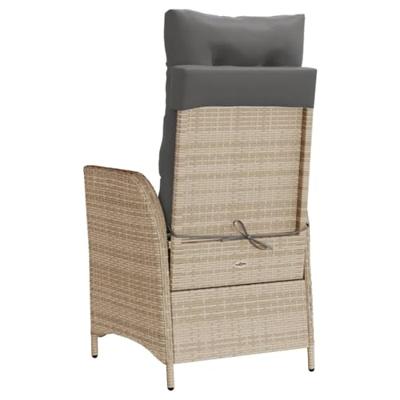 Tuinstoelen 2 st verstelbaar voetensteun poly rattan beige mix - thumbnail