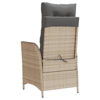 Tuinstoel verstelbaar met voetensteun poly rattan gemengd beige - thumbnail