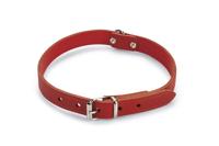 Lederen honden halsband rood - 57 cm x 20 mm - thumbnail