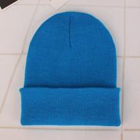 Eenvoudige effen kleur warme Pullover gebreide Cap voor mannen/vrouwen (blauw) - thumbnail