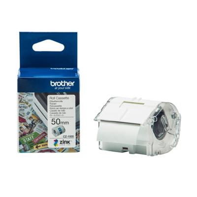 Brother CZ1005 Rol met etiketten 50 mm x 5 m Papier Wit 1 stuk(s) Permanent hechtend Gekleurde etikettenrol