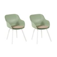 Hartman Le Soleil Element dining stoel wit frame kuip Sage green met taupe kussen - thumbnail