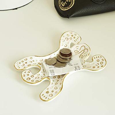 Decoratie schaaltje luipaard wit 13cm