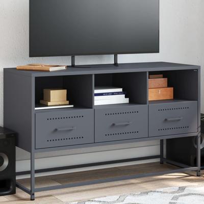 Tv-meubel 100,5x39x60,5 cm staal antracietkleurig Tv-meubel 100,5x39x60,5 cm staal antracietkleurig