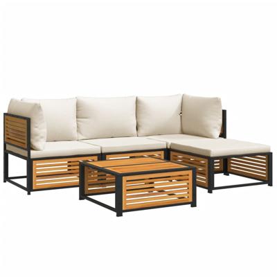 6-delige Loungeset met kussens massief acaciahout 6-delige Loungeset met kussens massief acaciahout