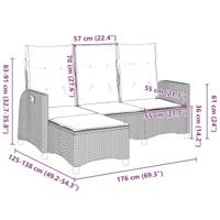 Verstelbare tuinbank met kussens L-vormig poly rattan bruin - thumbnail