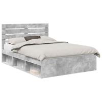 Bedframe met hoofdeinde Beton 140 x 200 cm Massief grenenhout - thumbnail