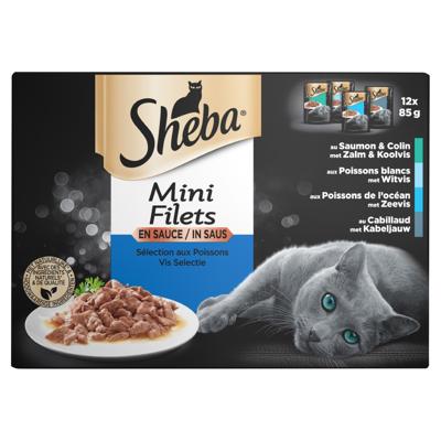 Sheba Mini Filets Vis Selectie in saus natvoer kat (zakjes 85 g) 12 x 85 g Sheba Mini Filets Vis Selectie in saus natvoer kat (zakjes 85 g) 12 x 85 g