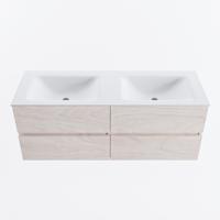 MONDIAZ VICA 130cm badmeubel onderkast Underlayment 4 lades. Wastafel CLOUD dubbel 2 kraangaten, kleur Talc. - thumbnail