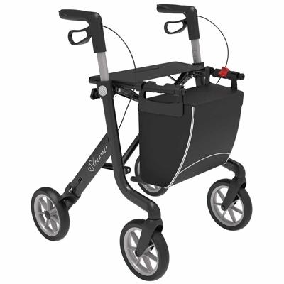 Rollator Streamer (6,2 kg) | Rehasense | Lichtgewicht | Zachte banden | Gesloten tas | Zwart | Large | LRBKL60NUP