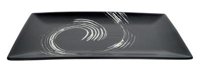 Porseleinen Bord - Black Maru - Zwart/Wit - 34 x 19cm