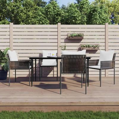 5-delige Tuinset met kussens poly rattan en staal