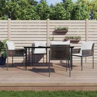 5-delige Tuinset met kussens poly rattan en staal - thumbnail