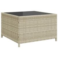 Tuinbank met tafel en kussens L-vormig poly rattan lichtgrijs - thumbnail