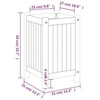 Plantenbak met voering 31x31x50 cm massief acaciahout - thumbnail