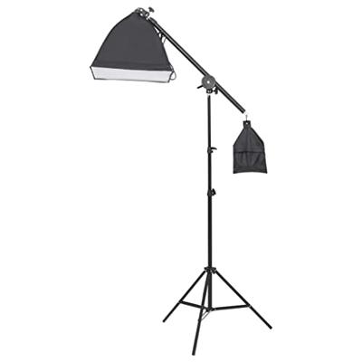 Fotostudioset met lichtset, achtergrondscherm en reflector