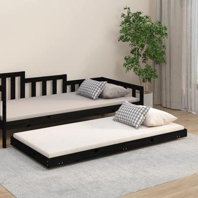 Bedframe 75x190 cm massief grenenhout zwart Bedframe 75x190 cm massief grenenhout zwart
