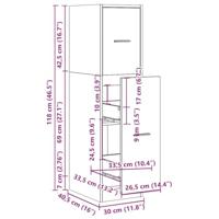 Apothekerskast 30x41x118 cm bewerkt hout gerookt eikenkleurig - thumbnail