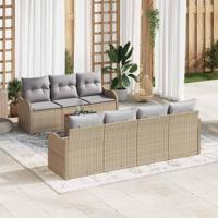 Tuinbankenset met opslag 8 pcs Beige en Licht Grijs poly rattan - thumbnail
