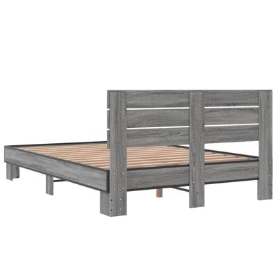 Bedframe bewerkt hout metaal grijs sonoma eiken 120x200 cm - thumbnail