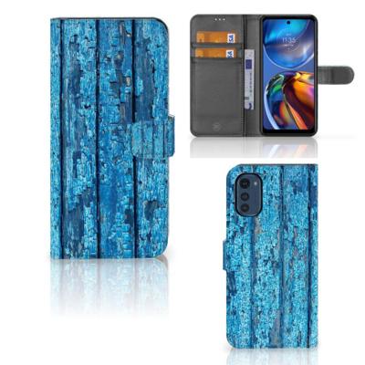 Motorola Moto E32 | Moto E32s | Book Style Case | Wood Blue Motorola Moto E32 | Moto E32s | Book Style Case | Wood Blue