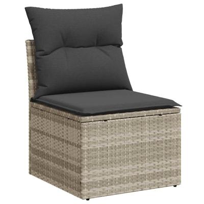 4-delige Loungeset met kussens poly rattan lichtgrijs - thumbnail