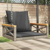 Schommelbank met kussens 63x62x40 cm poly rattan grijs - thumbnail