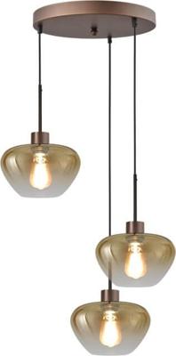 Masterlight 3-lichts hanglampGenua bruin met 3x goud glas Ø 24cm - 2972-15-15-35-3-24