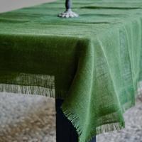 Jute Tafelkleed Mosgroen met Rafels - thumbnail