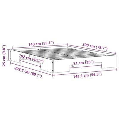 Bedframe met opslag Bruin 140 x 200 cm Massief grenenhout Bedframe met opslag Bruin 140 x 200 cm Massief grenenhout