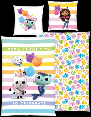 Gabby´s Dollhouse Dekbedovertrek 140 x 200 cm (Strepen/bont gekleurd)