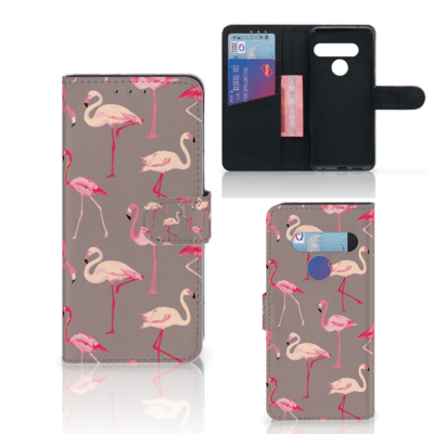 LG G8s Thinq Telefoonhoesje met Pasjes Flamingo LG G8s Thinq Telefoonhoesje met Pasjes Flamingo